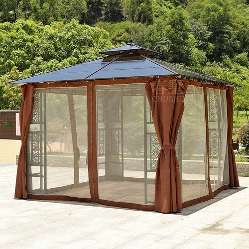 Открытый павильон, двор, сад на крыше, павильон для отдыха, навес из кованого железа, ферма отдыха на открытом воздухе, четырехугольный навес, ветроустойчивый