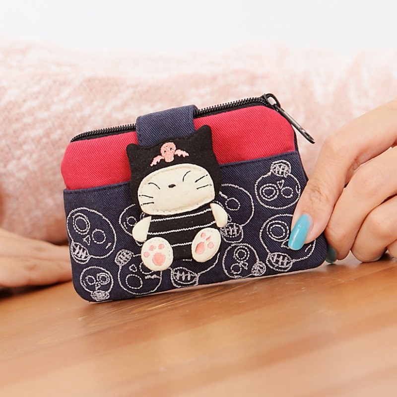 Clear Cabin Kitty Girl Japan South Korea Brief Personality Cloth Art Card Bag Small Bag Key Key Coin Zero Wallet 221362
