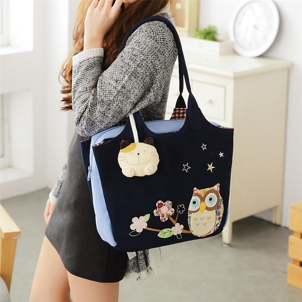 New Taiwan Qile cat cartoon cute cat canvas bag tote women's bag shoulder handbag women's bag bag