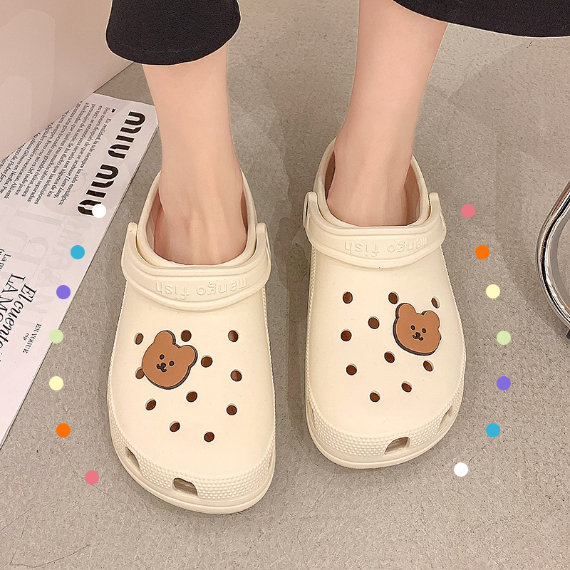 Dongle Shoes Sandals Women Ins Non-slip 2022 New Sloth Beach Baotou Semi Cool Slippers Women's Summer Outwear