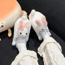 Hug Rabbit Slippers Womens 2024 New Autumn and Winter Indoor Home Furry Slippers Cute Thick-soled Cotton Slippers