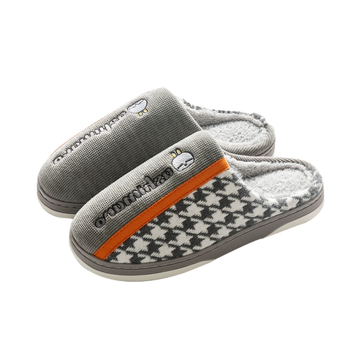 Демисезонные мультяшные мужские удерживающие тепло нескользящие зимние тапочки на платформе