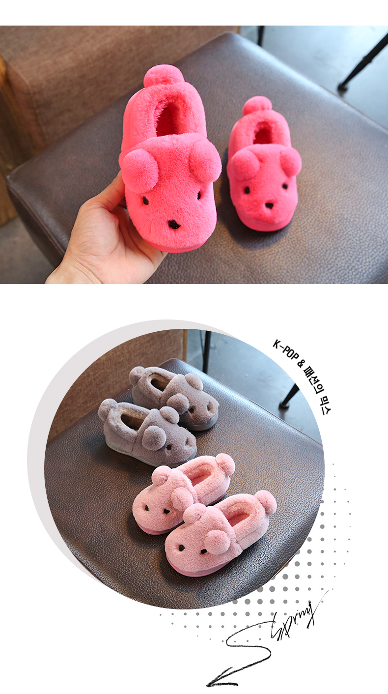 Giày cao cổ cộng với giày nhung trẻ em bằng cotton cho bé 1-3-5 tuổi mùa thu và mùa đông bé trai và bé gái ở nhà dép bông chống trượt dép đi trong nhà