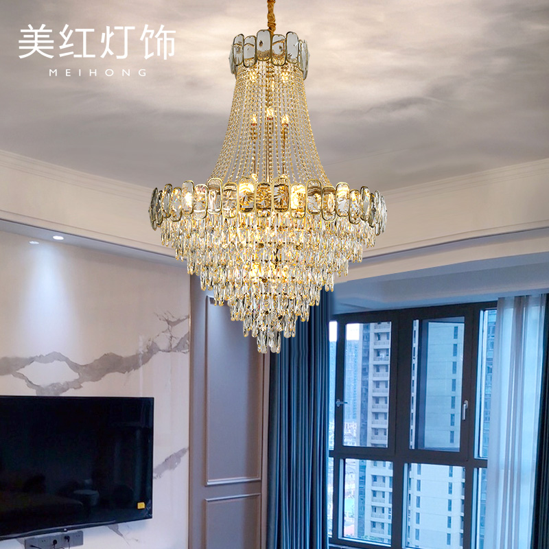 Light extravaganza Villa Living Room Crystal Chandelights Hotel Lobby Big Chandelia Modern Minima atmospheric floor Hollow Chandelia