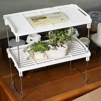 Foldable desktop shelf Layered small shelf Kitchen sundries finishing floor storage shelf Wardrobe compartment rack