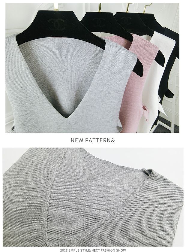 Mùa thu mới cổ chữ V màu rắn mặc vest gió đại học Phiên bản Hàn Quốc của ban nhạc Slim không tay áo vest nữ đồ nữ