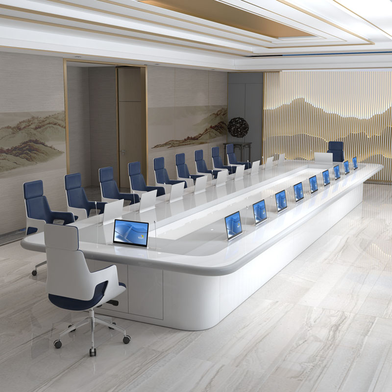Creative Intelligence Paperless Baking Varnish Conference Table Lift Screen Display Convention Speaker Table Brief Table Modern Meeting Table