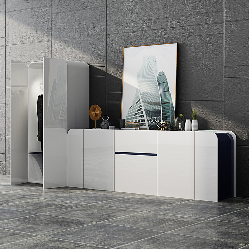 White Baking Varnish Office Cabinet Modern Minimalist Office Furniture Bookcase Information Cabinet Dressers Wardrobe