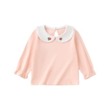 Хлопковая футболка для девочек, весенний детский лонгслив, милый базовый кардиган, осенняя, высокий воротник