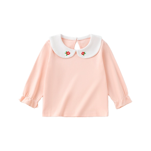Хлопковая футболка для девочек, весенний детский лонгслив, милый базовый кардиган, осенняя, высокий воротник