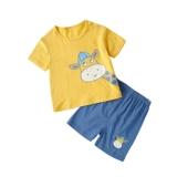 Детский хлопковый комплект, детская летняя одежда для мальчиков, футболка, детские шорты, короткий рукав