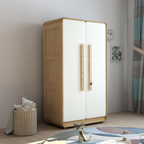 Neru Children Full Solid Wood Wardrobe Boys Daughter childrens room Cabinet briefs Contained Closet White Waxy Wood 2 Door Cabinets