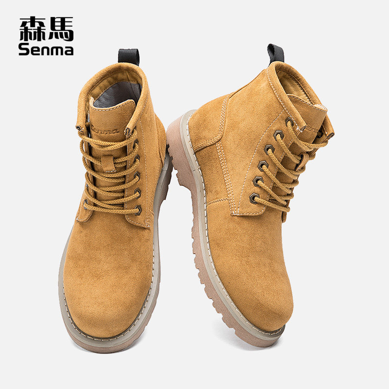 Semir Guochao Martin boots men's tooling new short boots all-match autumn and winter plus velvet warm British style high domestic shoes