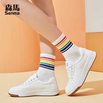 Semir white shoes women 2021 spring Japanese Joker junior high school students work casual shoes flat pure white board shoes women