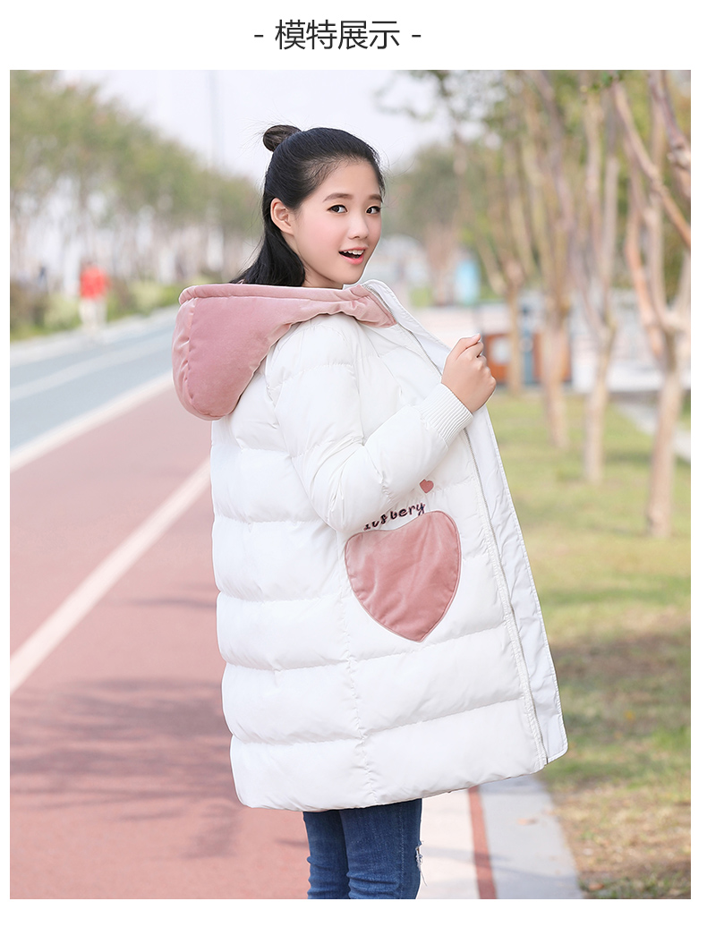 Áo khoác cotton cho bé gái mùa đông 2018 mới dài phần trung học phổ thông học sinh trung học áo khoác cotton dày - Bông áo phao nữ dáng dài hàn quốc