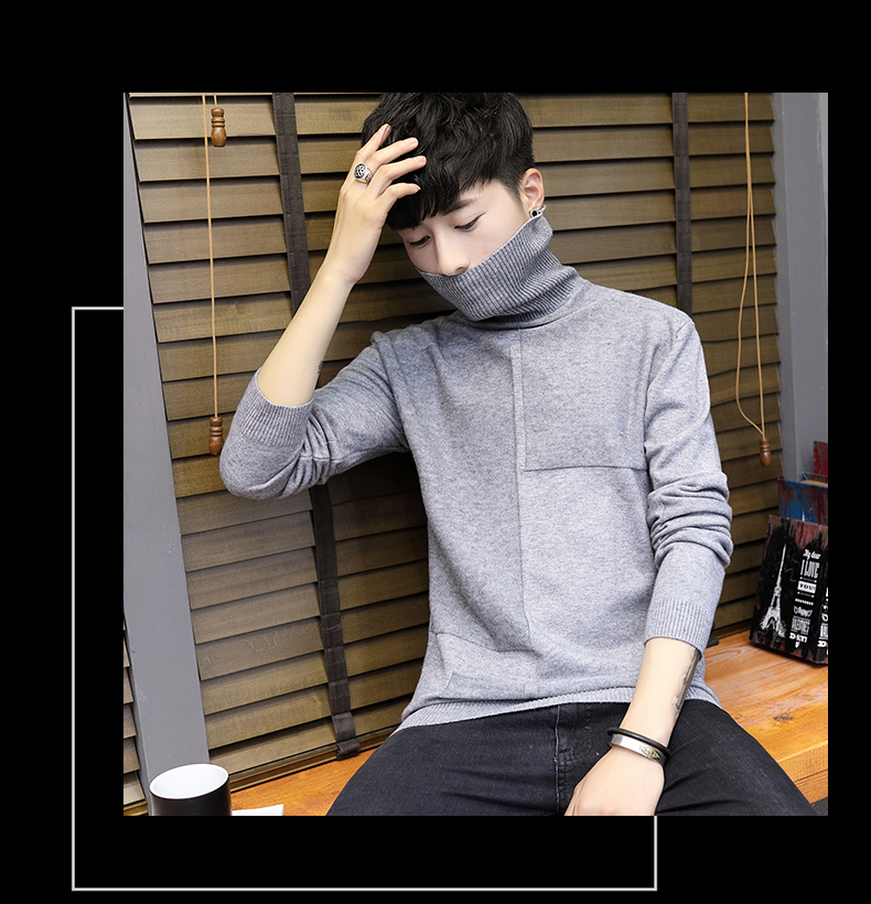 Áo len cổ lọ nam cao cấp 2018 mới thu đông Hàn Quốc phiên bản áo len tự dưỡng ấm áp cộng với thời trang nhung áo len dài cổ áo len áo len nam cổ lọ	