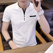 Mens short sleeve T-shirt trendy summer mens wear half sleeves 2022 new clothes Han version Body Pure Color Tide Card Compassionate