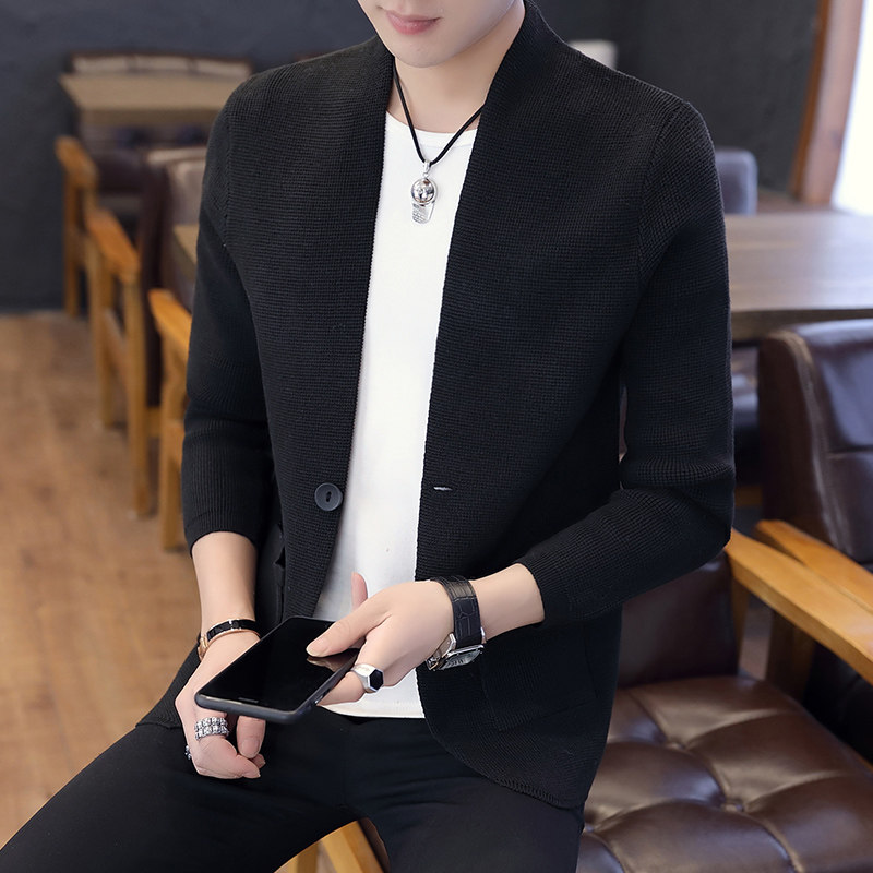 Fall Thin style male jacket trendy relaxed harbor chic knitwear clothing autumn sweater sweatshirt and Korean version sanitary coat