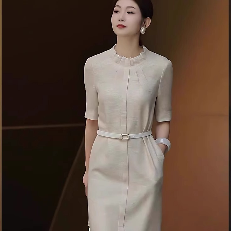 French Rouje Moaks High-End Apricot Dress for Women, Summer, with a Sense of Luxury, Light Elegance, Age-Reducing, Fashionable and Stylish French Rouje Moaks High-End Apricot Dress for Women, Summer, with a Sense of Luxury, Light Elegance, Age-Reducing, Fashionable and Stylish