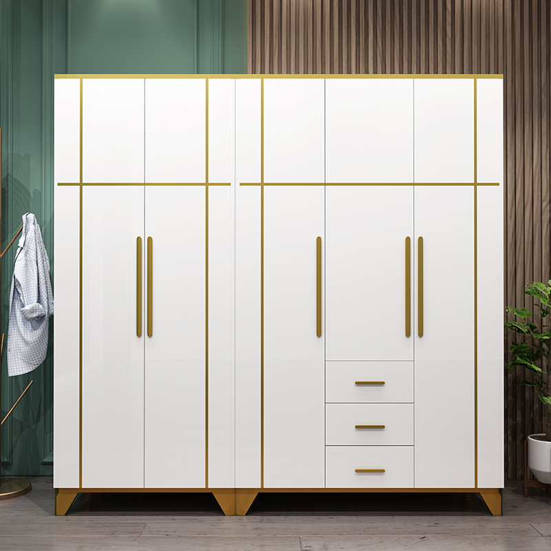 Light luxury style simple modern economical assembled five-door wardrobe panel master bedroom cabinet simple coat wardrobe