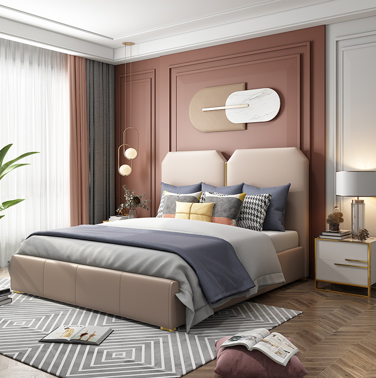 Modern minimalist light luxury ins bed 1 8m leather bed master bedroom double bed Nordic simple high-end storage wedding bed