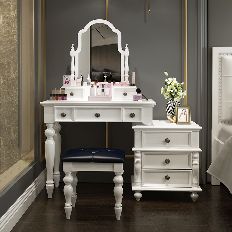 American clamshell makeup table containing cabinet integrated small family type solid wood telescopic mesh red bedroom modern minimalist make-up table