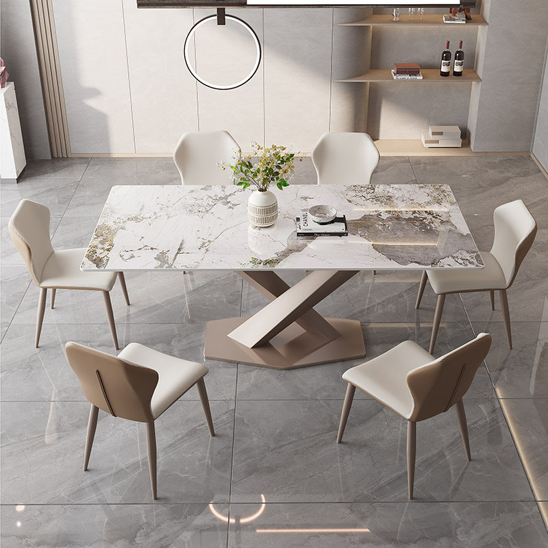 Italian light luxury designer high-end slate dining table home small apartment modern minimalist rectangular dining table and chair combination