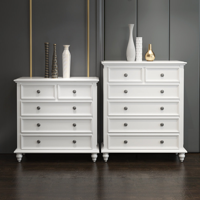 American country solid wood chest of drawers locker cabinet white four-drawer chest of drawers European-style furniture simple storage