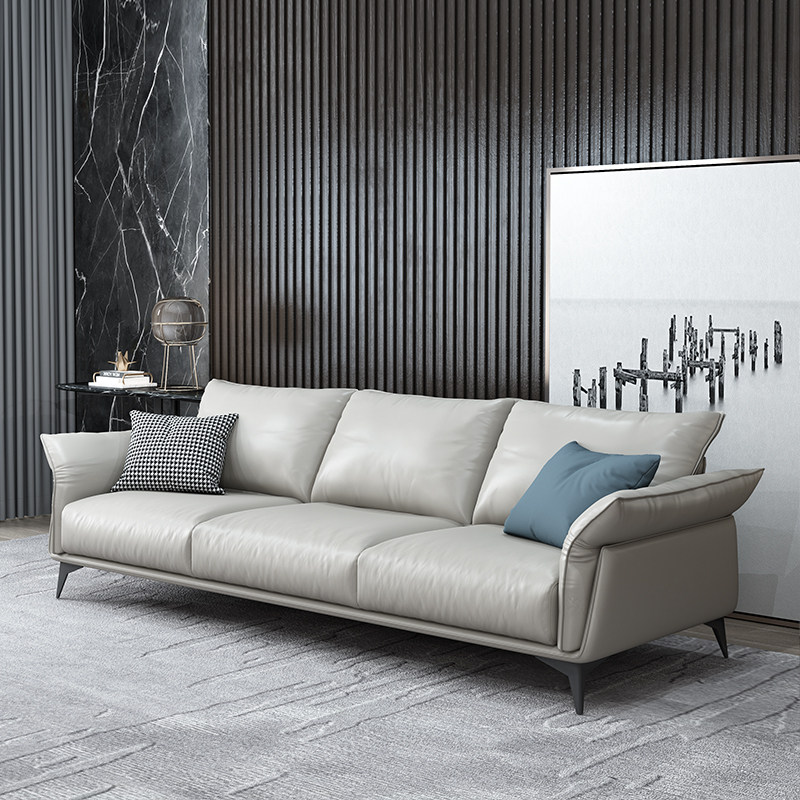 Italian style leather sofa latex minimalist Nordic small apartment living room combination three or four people first layer leather furniture
