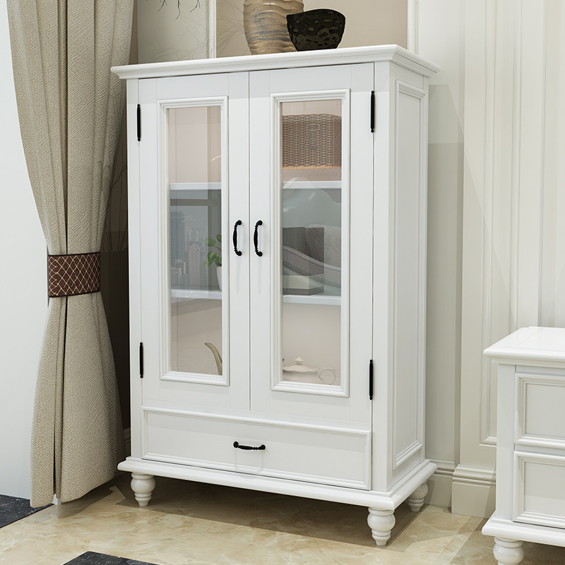 American Country Solid Wood Wine Cabinet Combined Living Room Decorative Locker Xuan High Cabinet Restaurant Cabinet