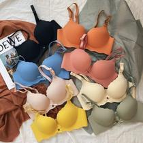 Thick push-up bra for small breasts wire-free underwear comfortable shaped breathable traceless girly one-piece bra set