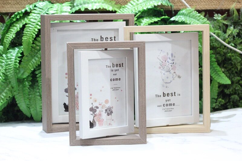 Wooden simple photo frame Chinese style double-sided rotatable photo frame table 6 inches 7 inches 8 inches bedroom porch photo frame decoration