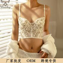 French embroidered lace underwear with soft steel ring fishbone shaping bra push-up beautiful back bra custom-made