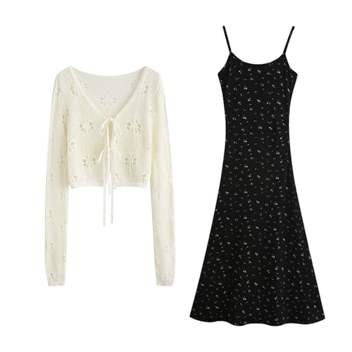 Черное летнее платье, длинная юбка, французский стиль, эффект подтяжки, с акцентом на бедрах