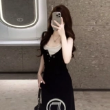 Черный комплект, летнее платье, небольшая весенняя длинная юбка без рукавов, французский стиль, премиум класс, подходит для подростков