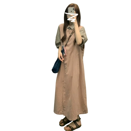 Розовая рубашка, летнее платье-комбинация, длинная юбка, комплект, подходит для подростков, изысканный стиль