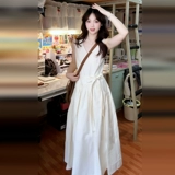 Белый летний жилет без рукавов, приталенный корсет, длинная юбка, французский стиль, изысканный стиль, подходит для подростков