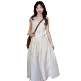 Белый летний жилет без рукавов, приталенный корсет, длинная юбка, французский стиль, изысканный стиль, подходит для подростков