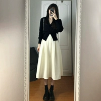 Свитер + юбка [Комплект] [Полный комплект для уменьшения возраста/солевой стиль одежды, легкая зрелая ранняя осень, молочный стиль, нежный стиль/соленый или сладкий стиль платикодон/версальский топ/шикарный и уникальный/маленький костюм в стиле аромата/наряд в чайном стиле, полный зимний/сладкий]