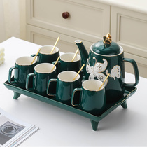 Light luxury Nordic ceramic water set drinking water Cup household living room tea set water cup cold kettle Cup with tray