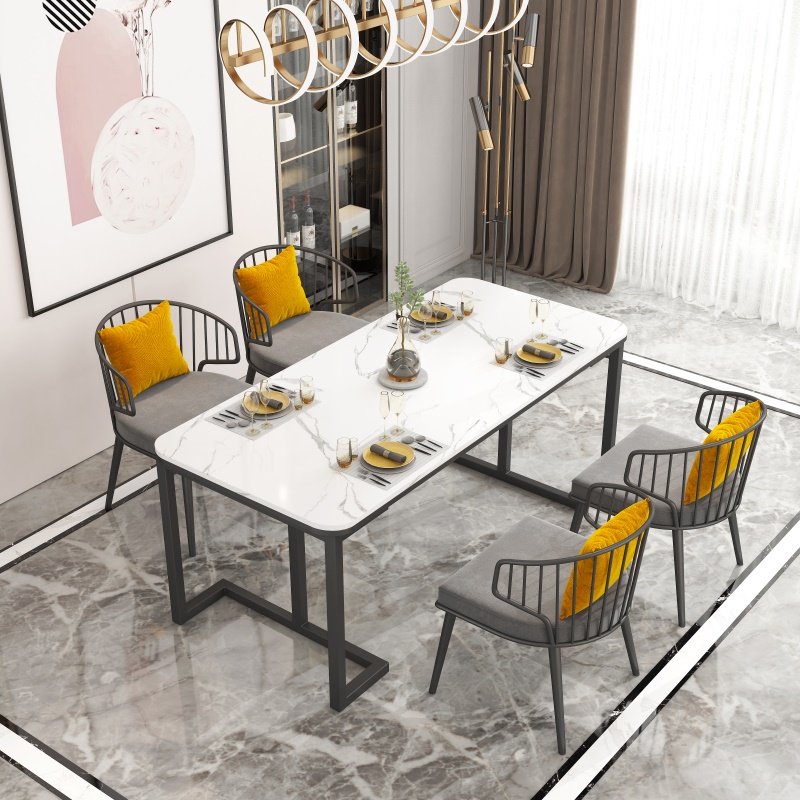 Net red imported slate dining table home small apartment dining table modern minimalist light luxury dining table Nordic dining table and chair combination