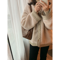 Lamb wool coat women's 2021 autumn and winter new padded two-sided loose short polar fleece jacket Joker cotton clothes