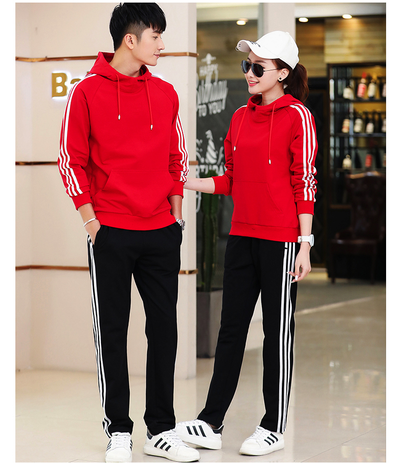 Bộ đồ thể thao nam mùa xuân và mùa thu cotton áo len trùm đầu quần thể thao Người yêu nữ mặc quần áo thể thao - Thể thao sau bộ adidas nữ mùa hè