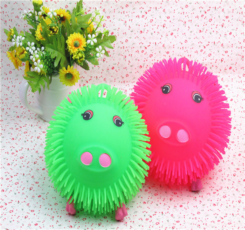 Pig Year New Toy 7 Inch Thick Pig Pig Head Animal Shine Sparkling Ball Children's Festival Toy Whole Sweater Ball