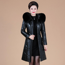 Mom long with a knee genuine leather down clothes woman in the middle aged thickened sheep Hainen winter display slim leather jacket