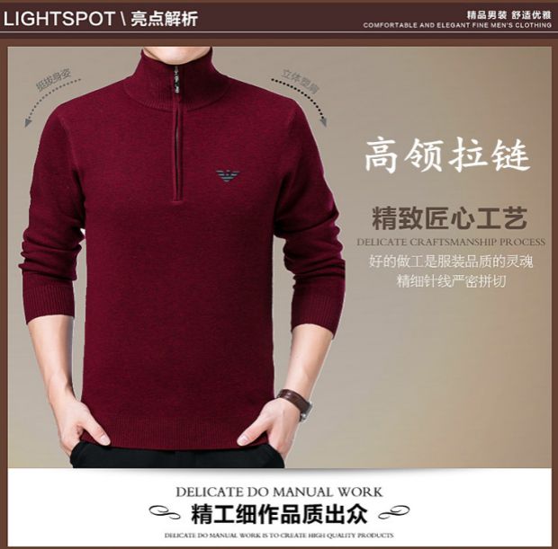 Đàn ông trung niên và già dày áo len dây kéo cao cổ ấm áp Áo len nam dày thường ngày shop đồ nam cao cấp