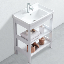 Small household washbasin Floor-to-ceiling balcony Ceramic one-piece bracket washbasin cabinet combination bathroom sink plate