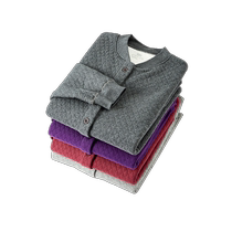 Hengyuanxiang middle-aged and elderly mens thermal underwear set plus velvet thickened cotton autumn clothes mens cardigan quilted suit