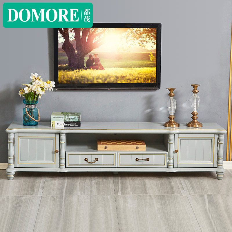 American light luxury solid wood oak TV cabinet coffee table combination high and low wine cabinet luxury BMW gray living room furniture