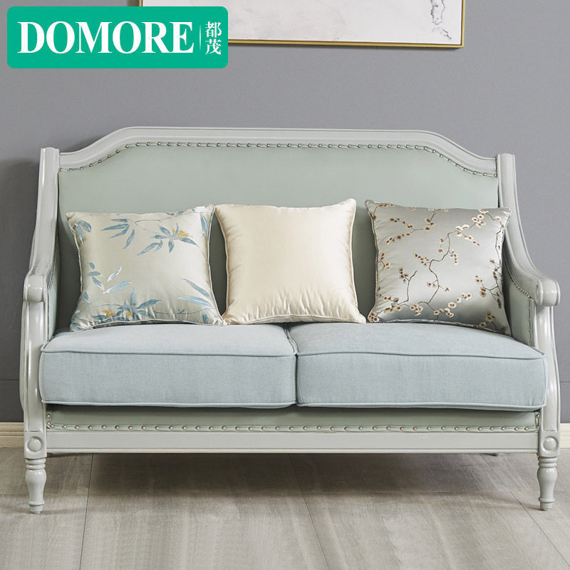 American Light Luxury Solid Wood Oak Sofa 1 2 3 Combination Coffee Table TV Cabinet Luxury BMW Grey Living Room Furniture